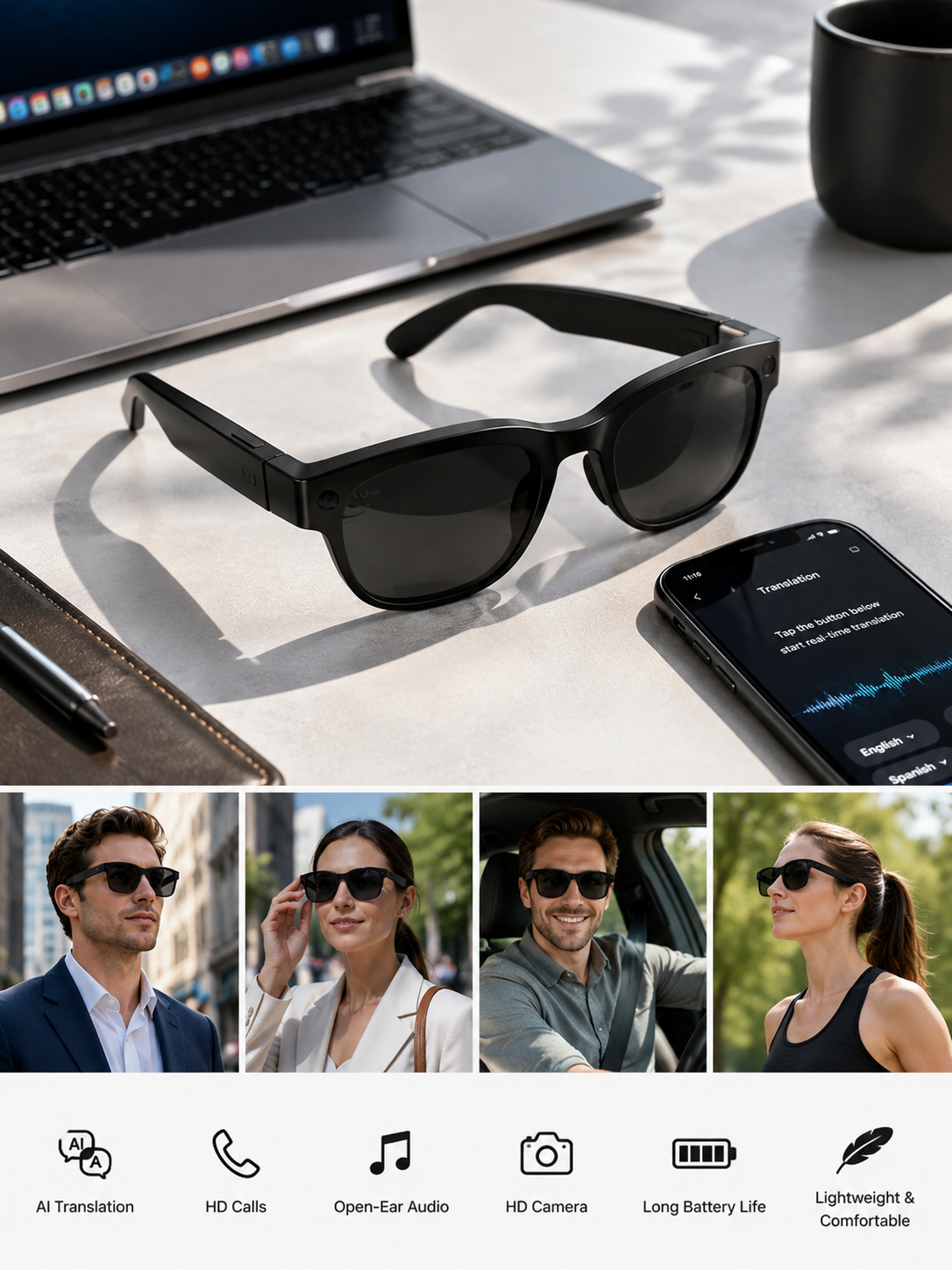 VisionAI™ Smart Translation Glasses