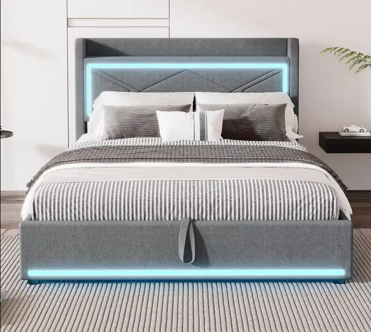LuxeGlow™ LED Storage Platform Bed Frame