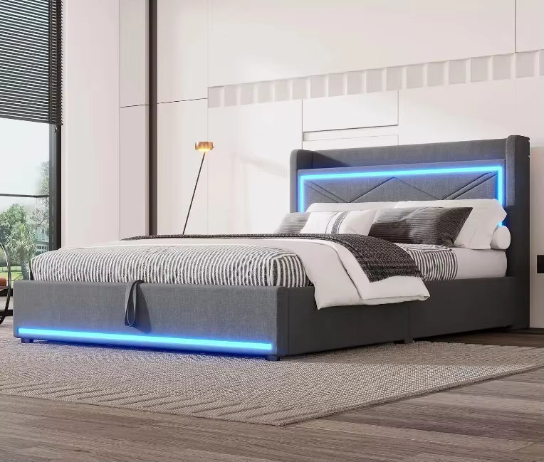 LuxeGlow™ LED Storage Platform Bed Frame