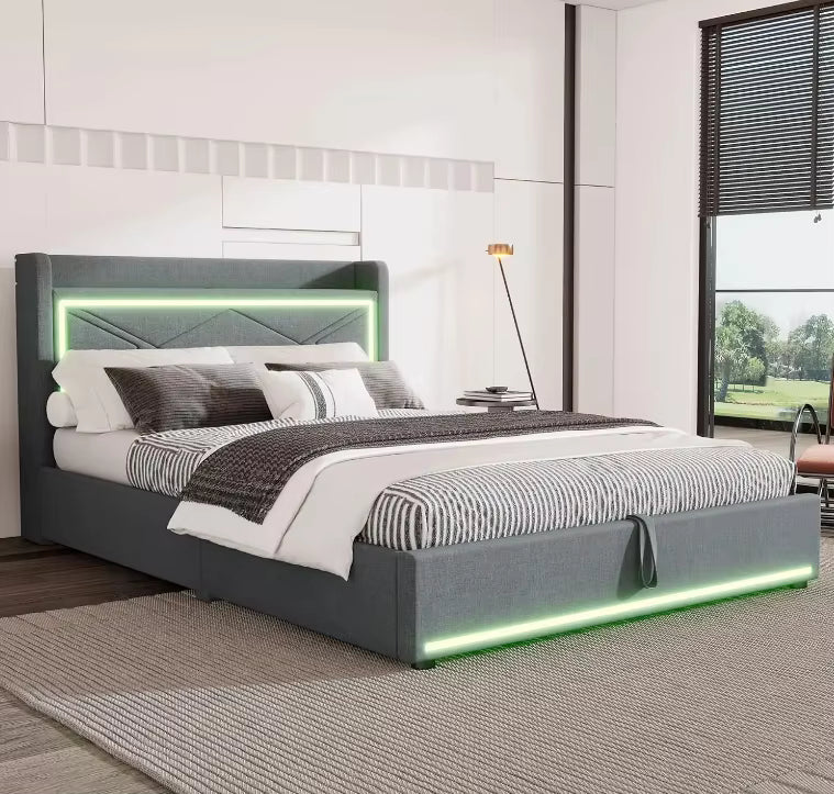 LuxeGlow™ LED Storage Platform Bed Frame